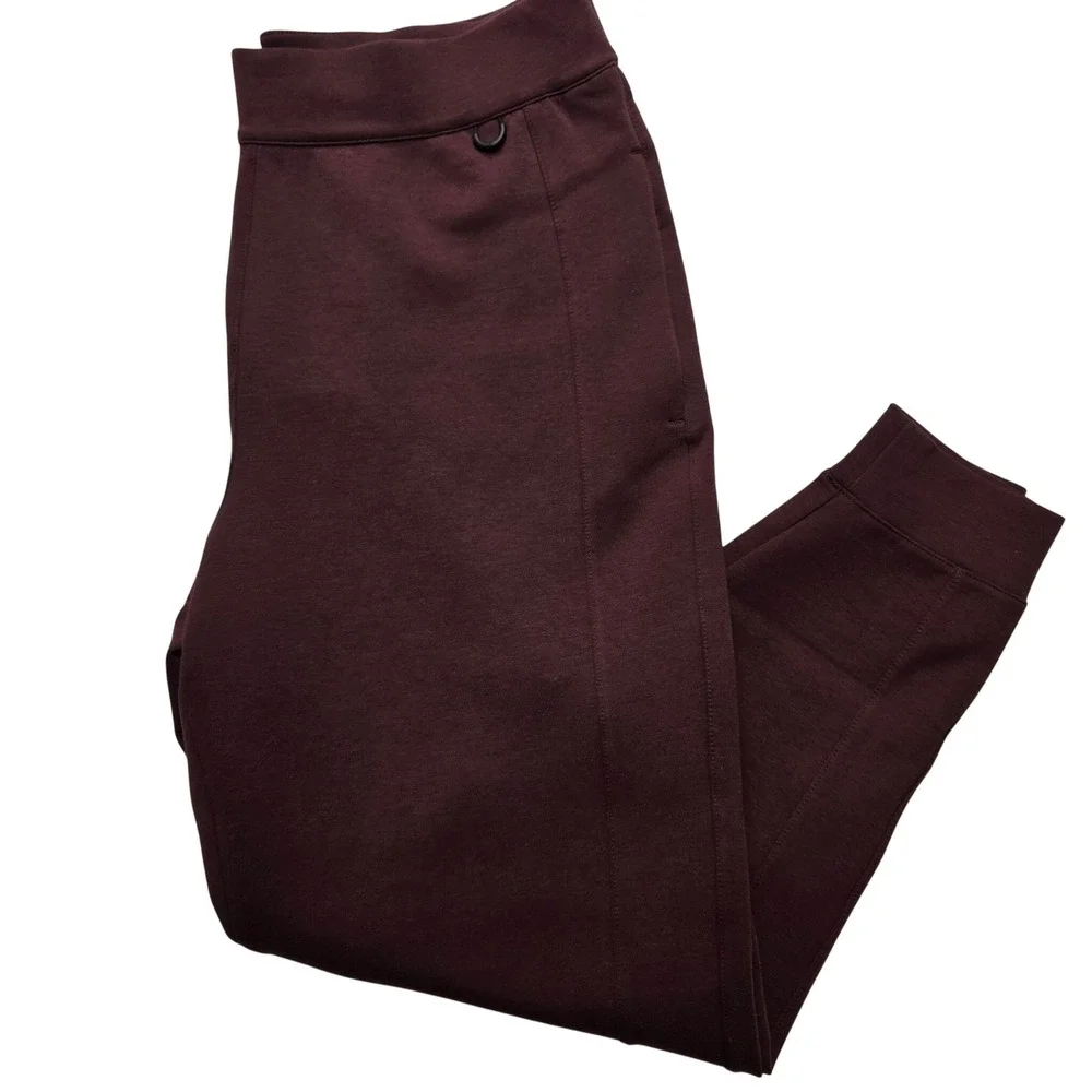 Nike 24.7 Womens Large Dri-FIT Soft Joggers Mid Rise Ankle Length Burgundy Taper